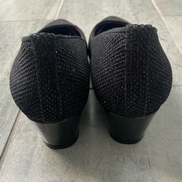 FS/NY French Sole New York Point Toe Wedge Pumps Heels Black Sparkle Size 9 - Picture 3 of 8